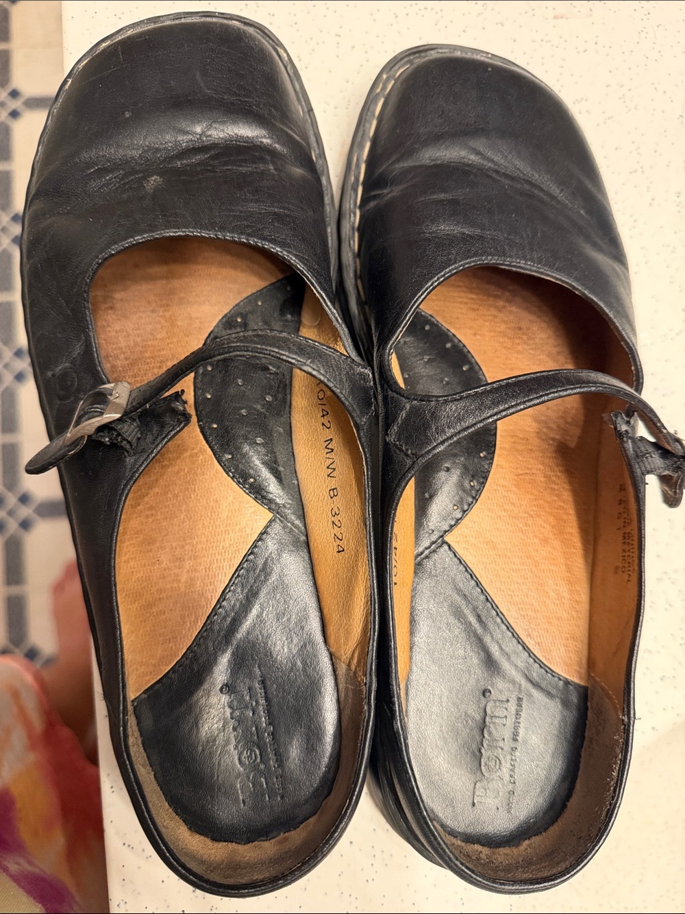 Born Black Leather Mary Jane Flats with Buckle